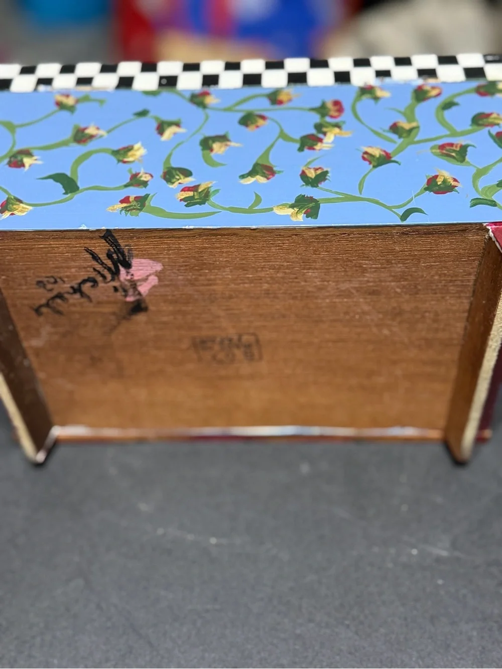Wooden Grid Accent Box Hand Crafted